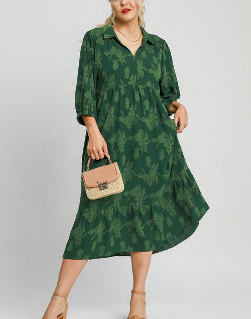 Curvy Floral Burnout Midi Dress
