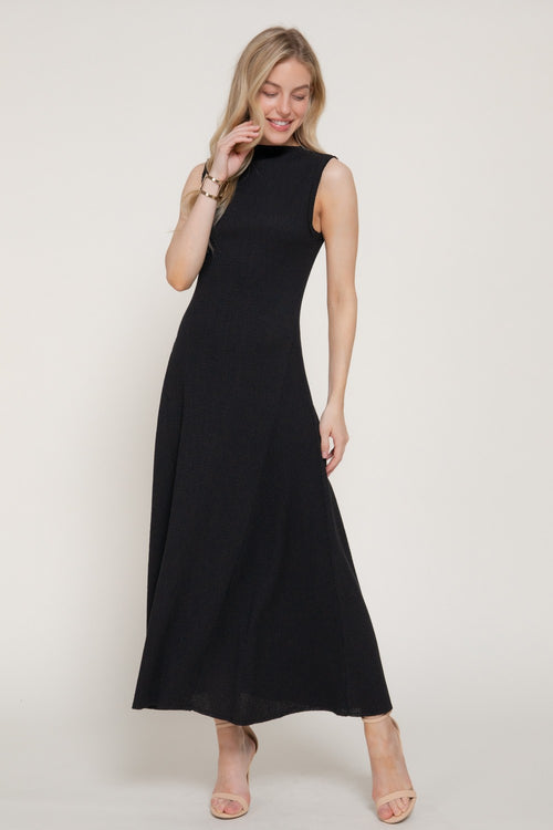 Black Crinkle Maxi Dress