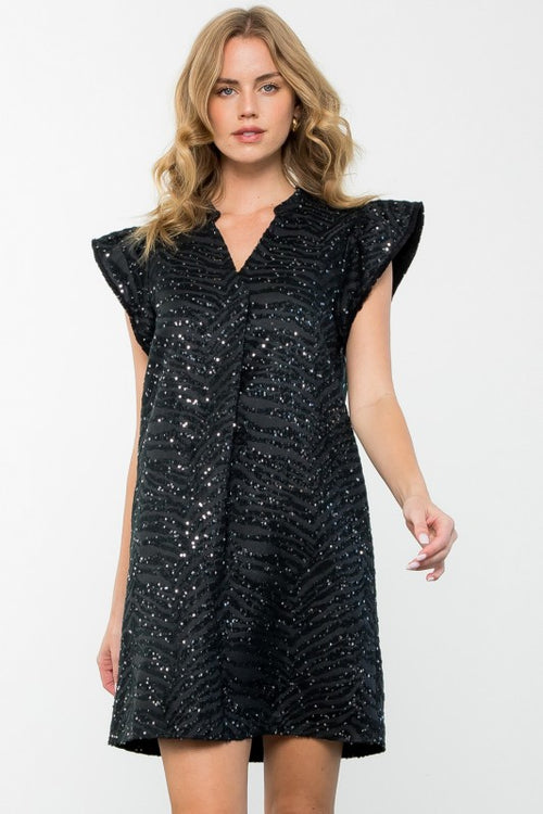 Black Sequin Pattern Dress