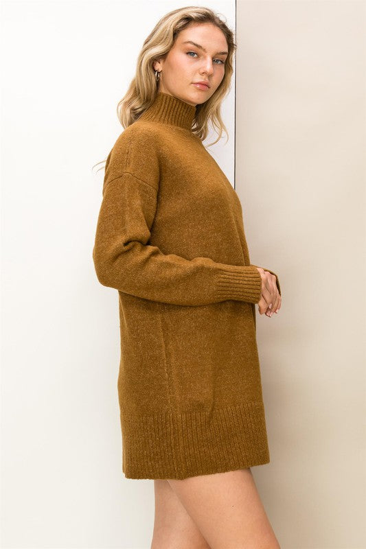 Camel Mini Sweater Dress