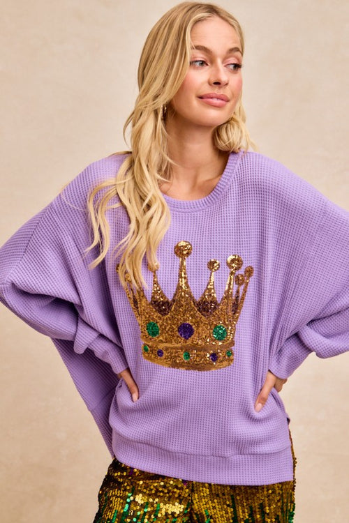 Mardi Gras Crown Sequin Top