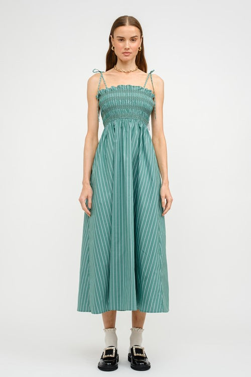Teal Tie Strap Midi Dress