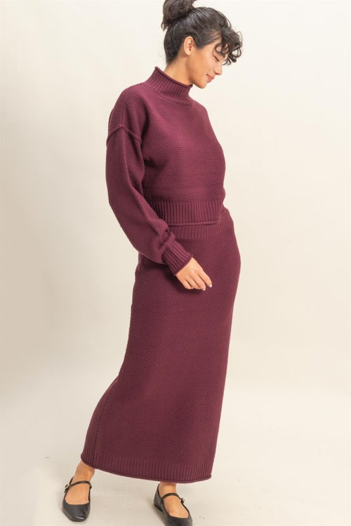 Waffle Knit Skirt Set