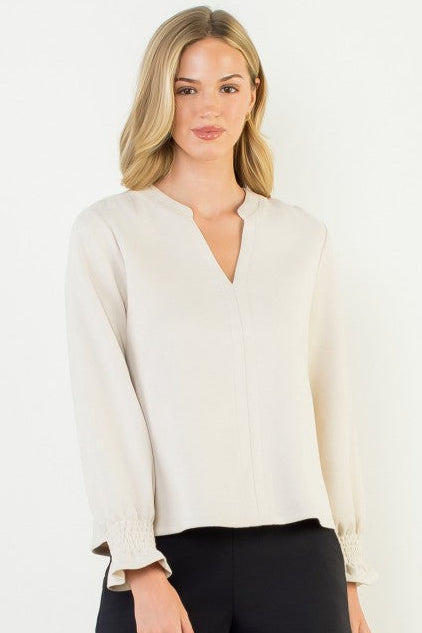 Faux Suede Long Sleeve Top