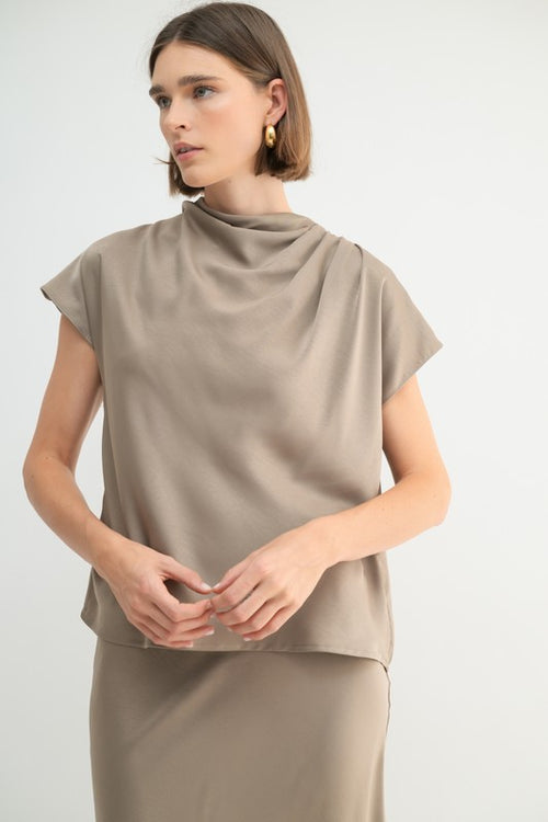 Satin Mock Neck Top