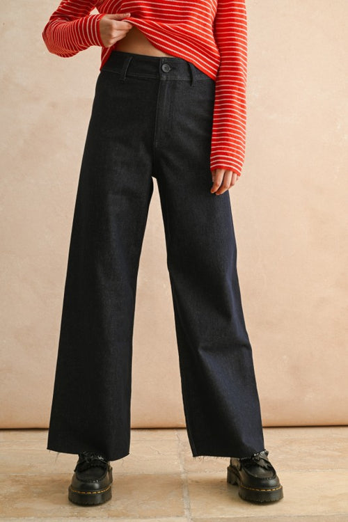 Dark Wash Crop Wide Jeans