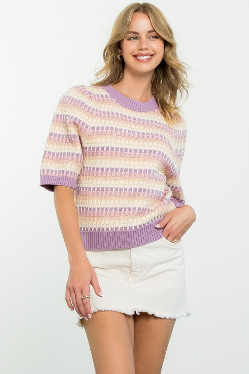 Liliac Stripe Knit Top