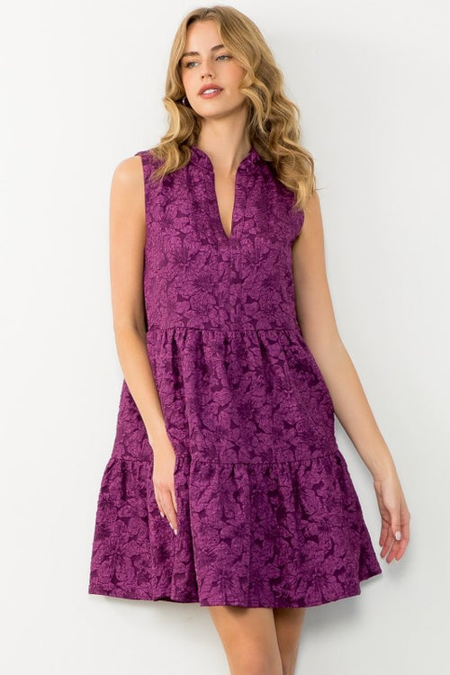 Purple Textured Mini Dress