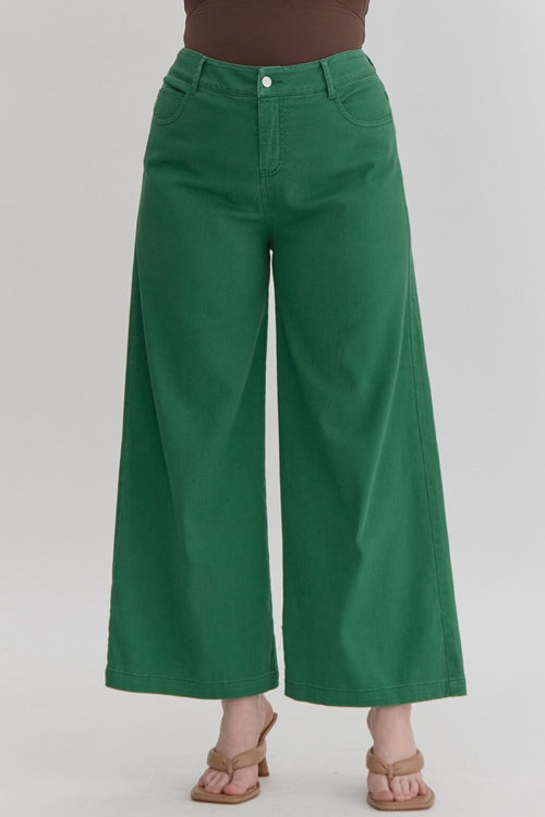 Curvy Green Wide Leg Jeans