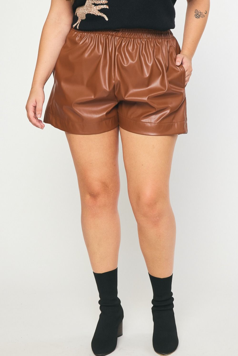 Curvy Faux Leather Shorts