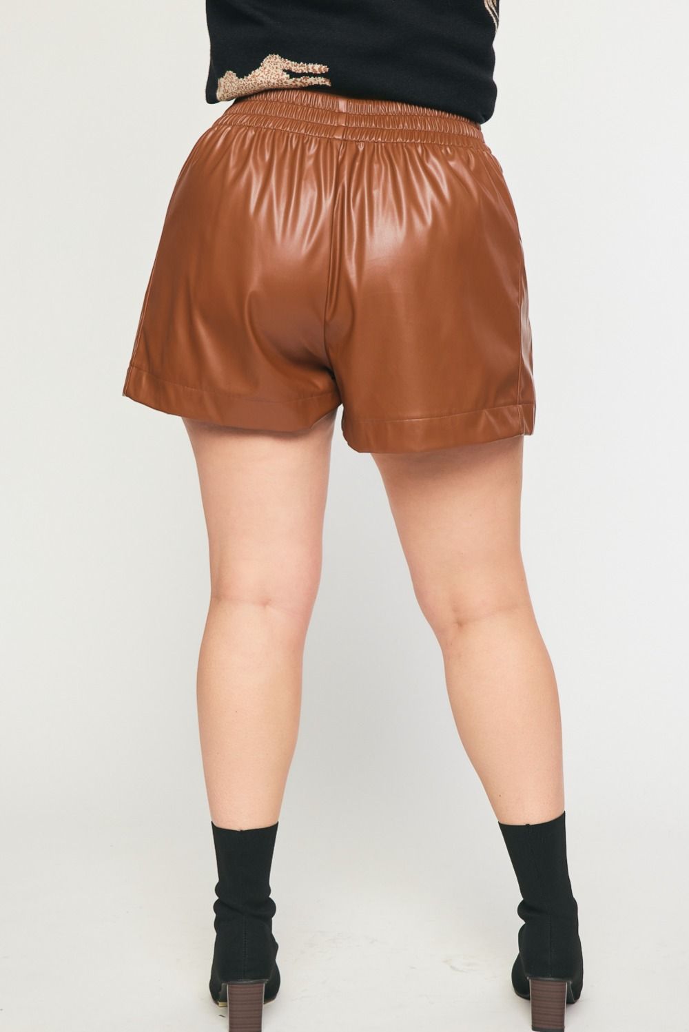 Curvy Faux Leather Shorts