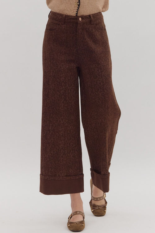 Chocolate Leopard Print Jeans