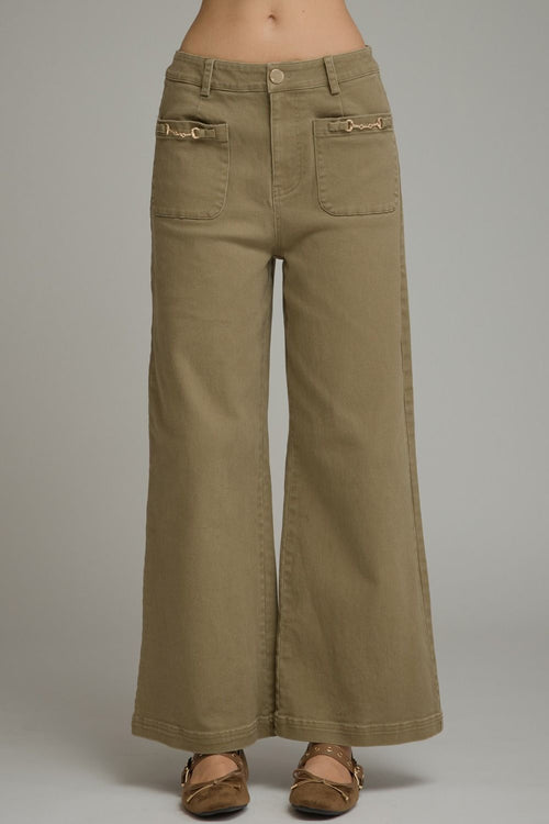 Olive Wide Leg Jeans