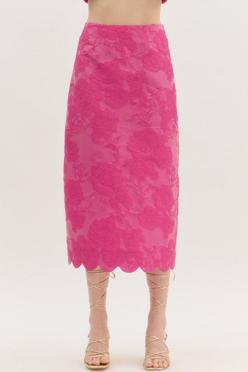 Fuchsia Floral Scallop Skirt