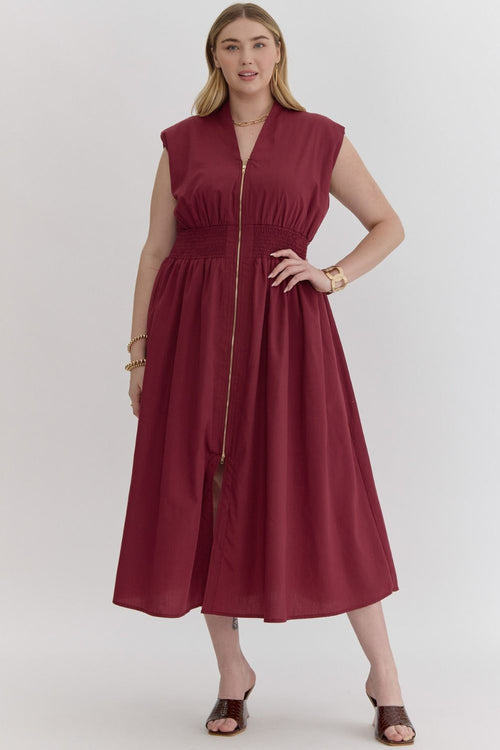 Merlot Zip Front Dress