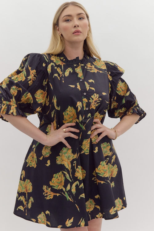 Curvy Floral Poplin Dress