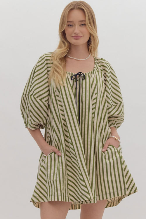 Olive Striped Dress