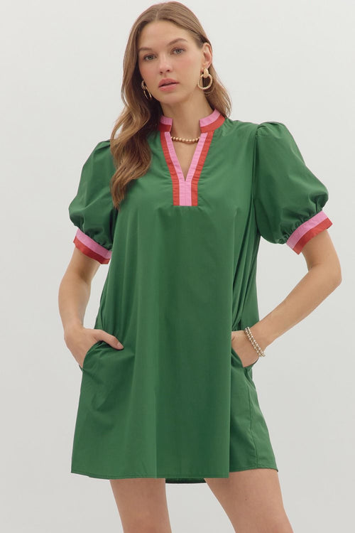 Color Block Trim Dress