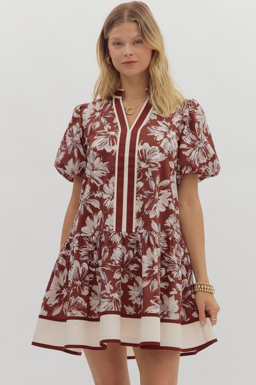 Burgundy Floral Dress