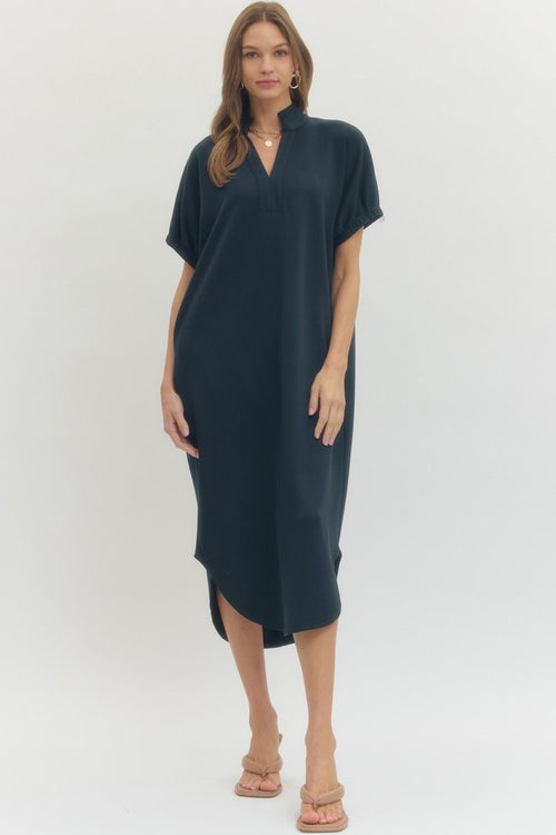 Soft Navy Midi Dress
