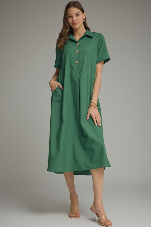 Green Collared Midi Dress