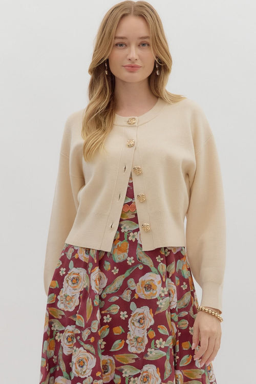 Flower Button Cardigan