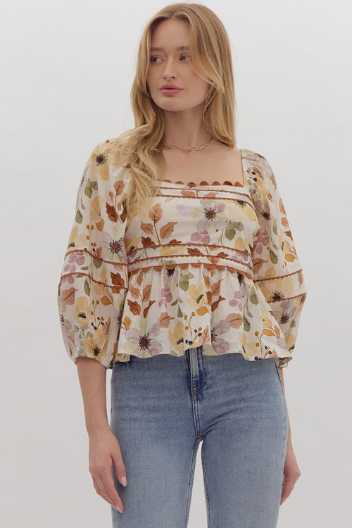 Fall Floral Peplum top