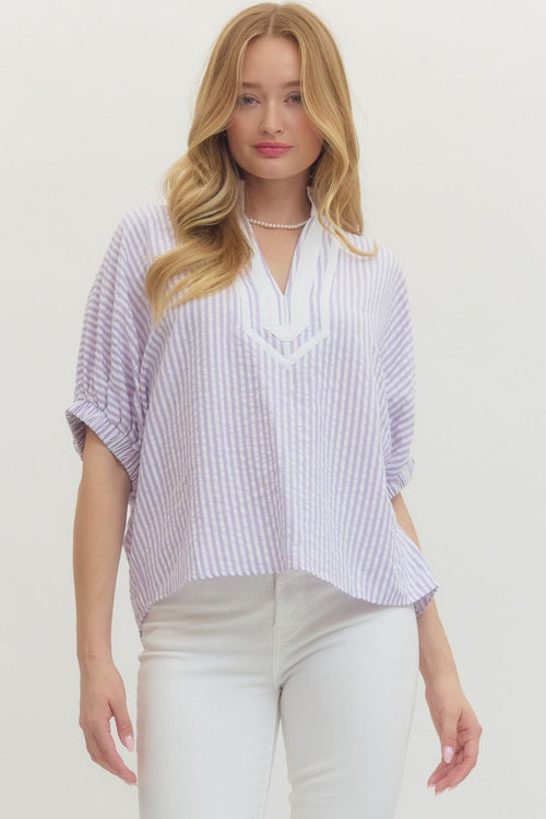 Curvy Lavender Stripe Top