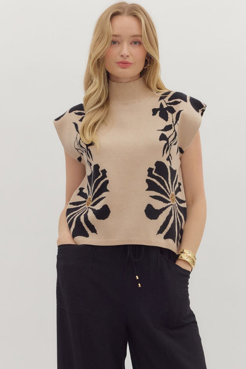 Knit Floral Print Top