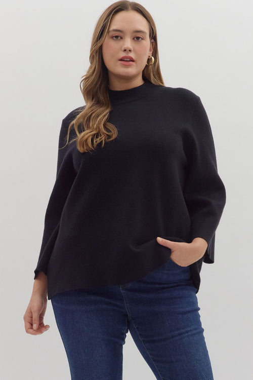 Curvy Black Mock Neck Sweater