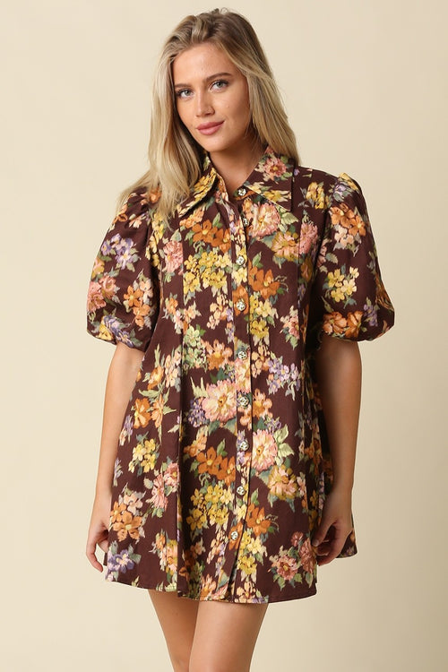 Plum Floral Denim Dress