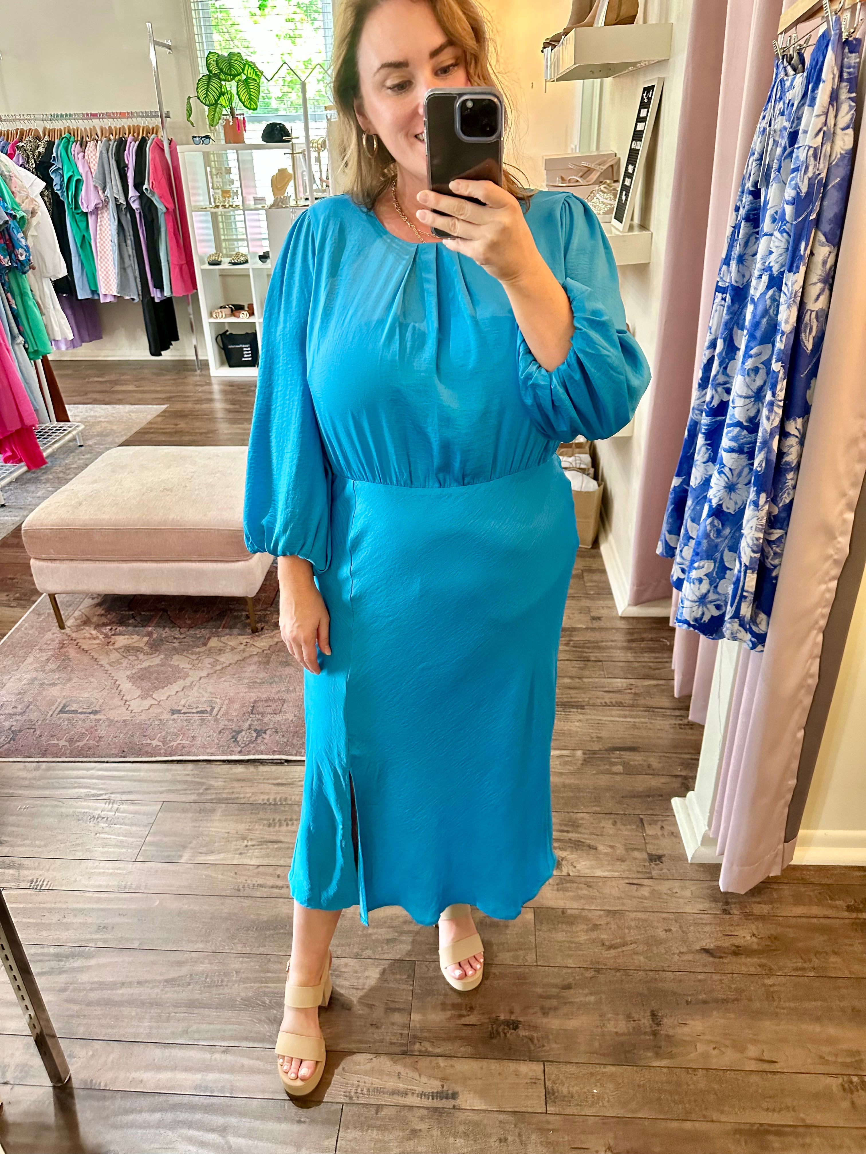 Curvy Blue Midi Dress
