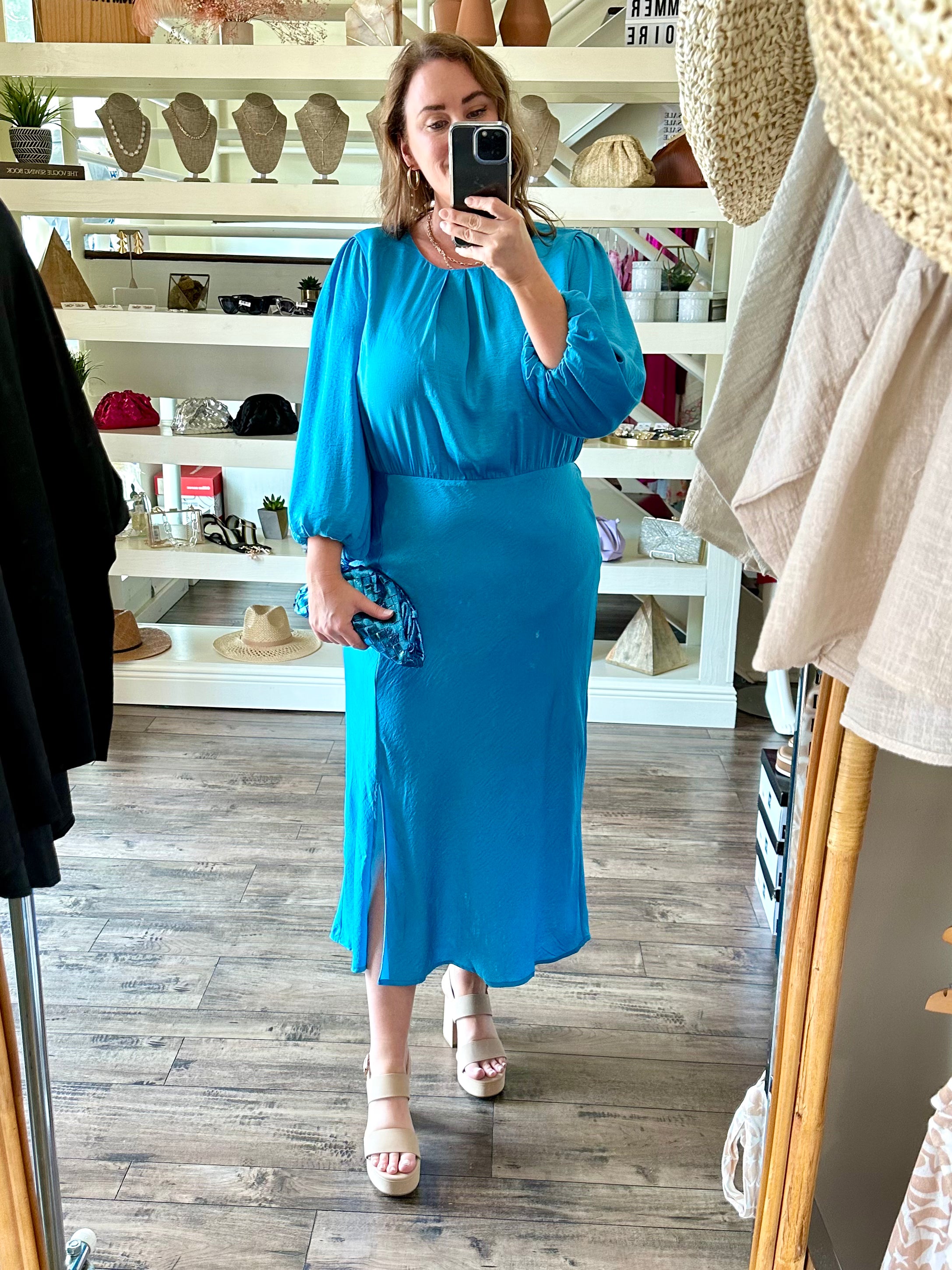 Curvy Blue Midi Dress