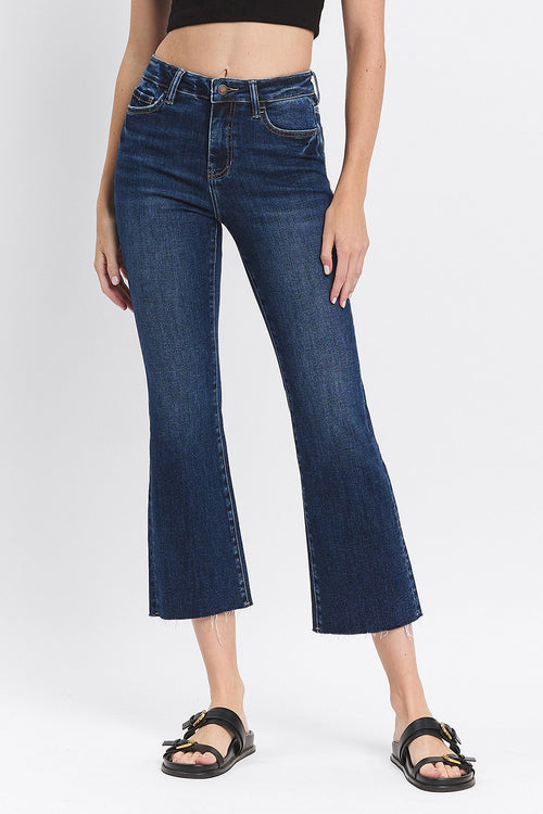 High Rise Clean Cut Crop Flare Jean