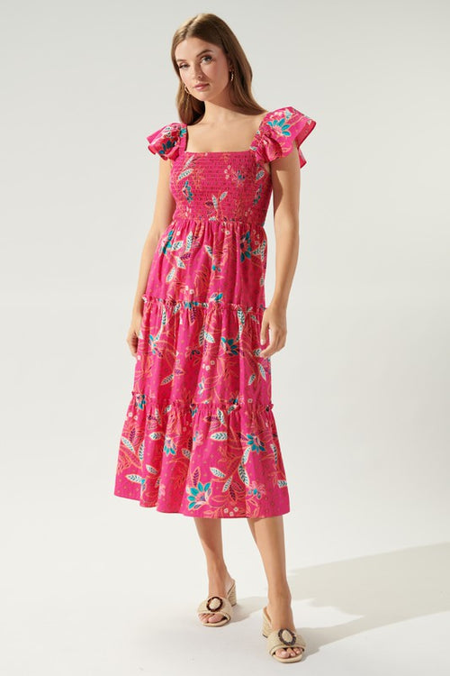 Paisley Smocked Midi Dress
